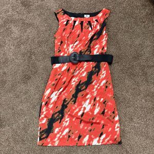 Worthington Red and Black Abstract Mini Dress